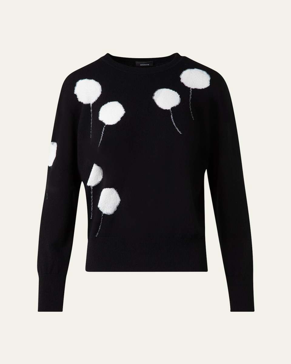 Windflower Cashmere-Cotton Crewneck Sweater